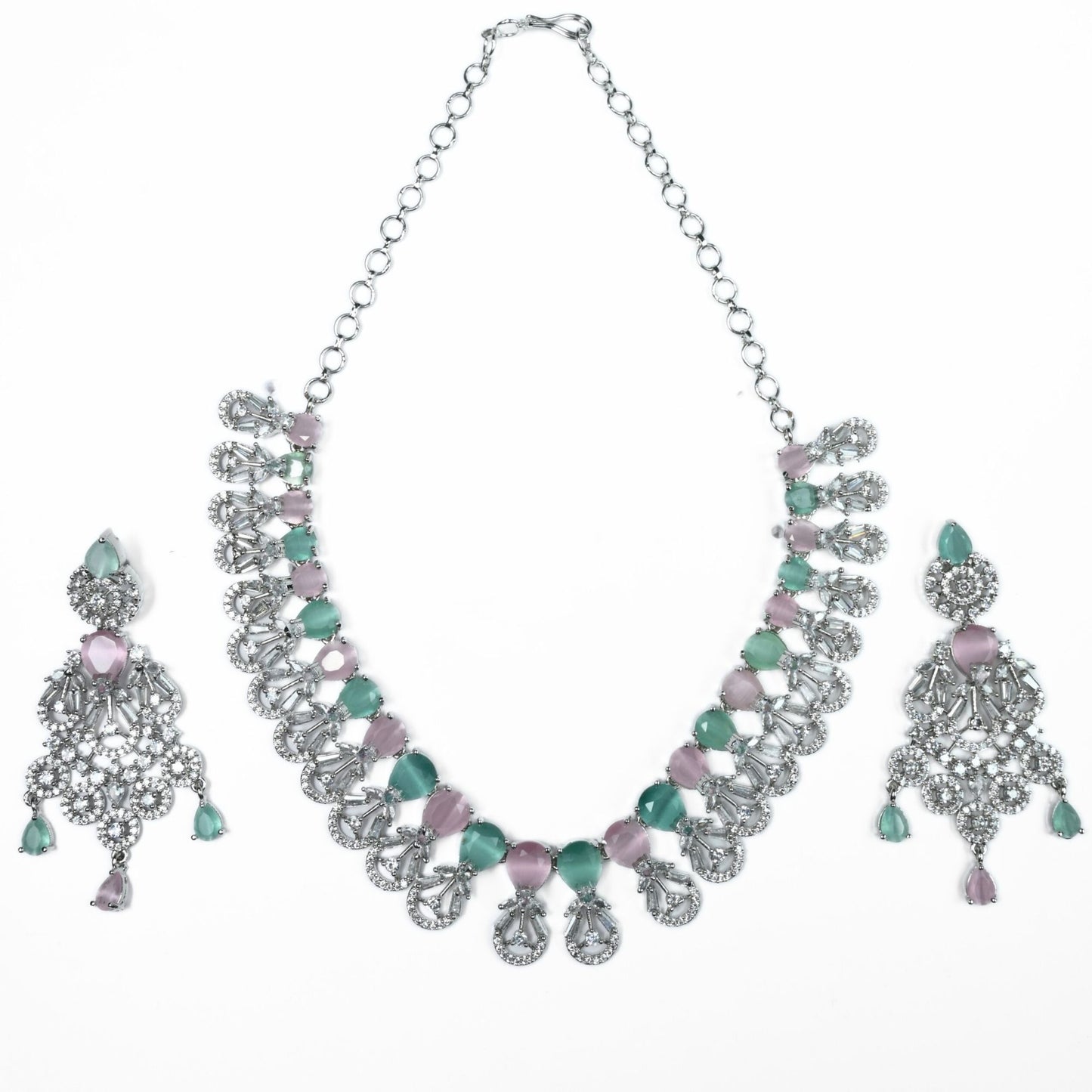 Blooming Elegance Rhodium Necklace