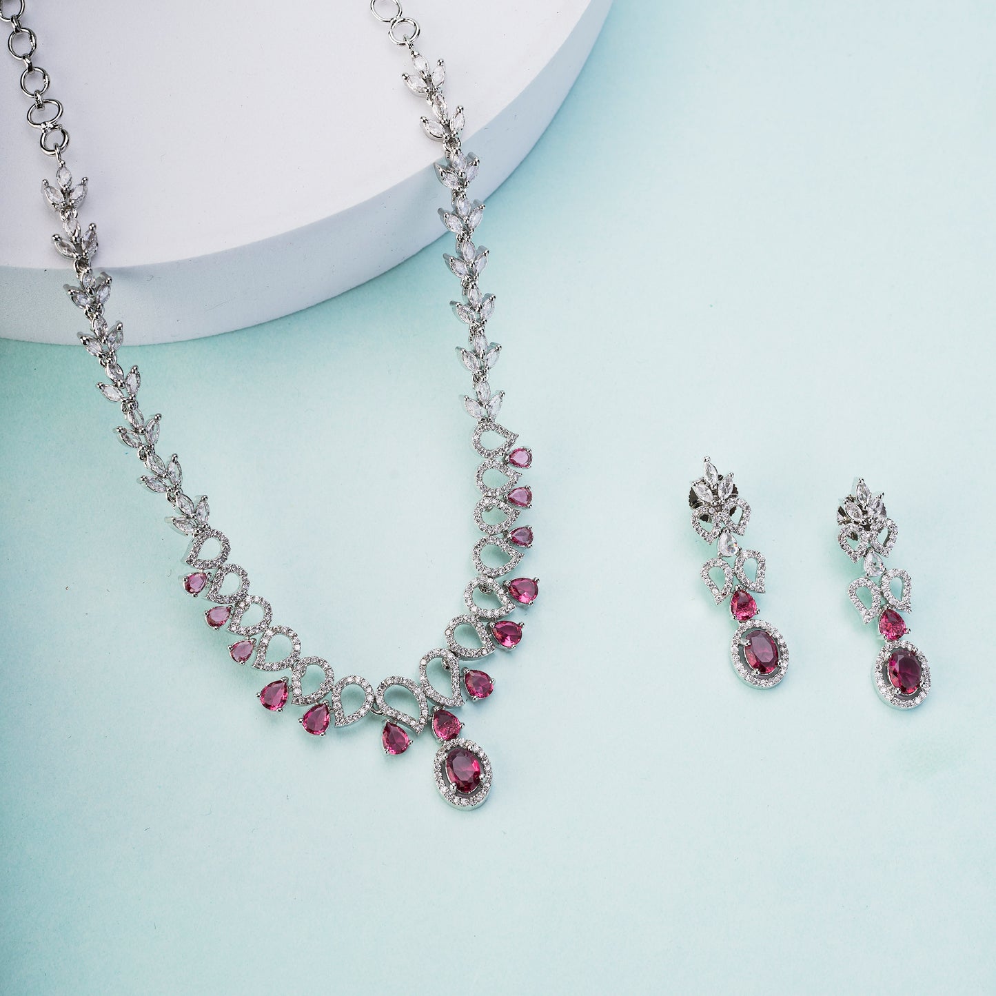 Ethereal Bloom Rhodium Necklace
