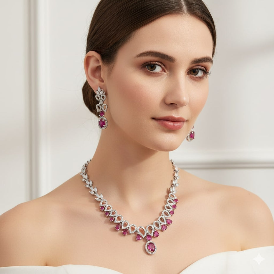 Ethereal Bloom Rhodium Necklace
