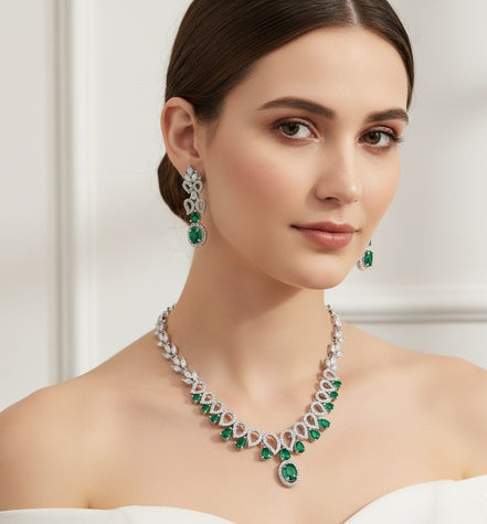 Ethereal Bloom Rhodium Necklace