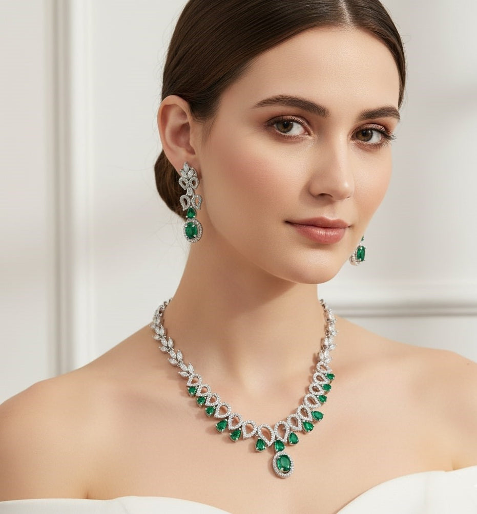Ethereal Bloom Rhodium Necklace