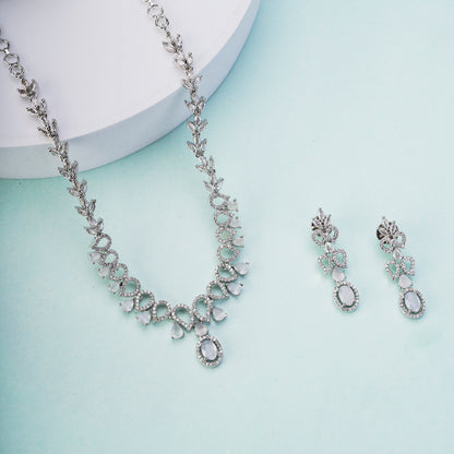 Ethereal Bloom Rhodium Necklace