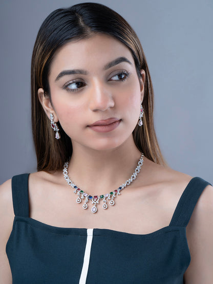 Elysian Spark Rhodium Plated Necklace