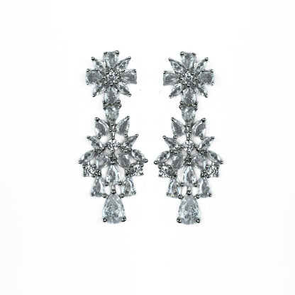 Cz Elegance Rhodium Necklace