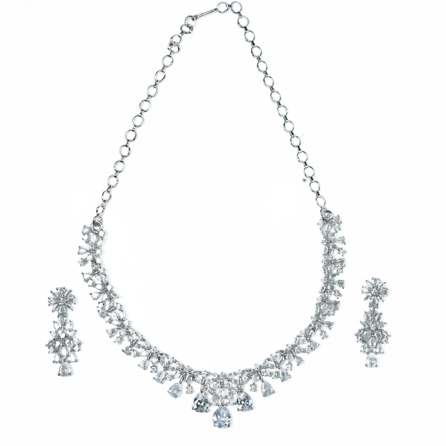 Cz Elegance Rhodium Necklace