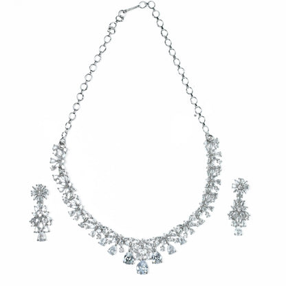 Cz Elegance Rhodium Necklace