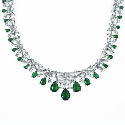 Cz Elegance Rhodium Necklace