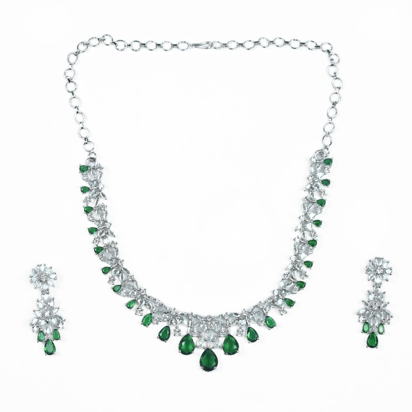 Cz Elegance Rhodium Necklace