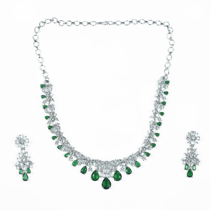 Cz Elegance Rhodium Necklace