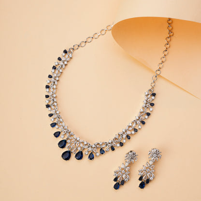 Cz Elegance Rhodium Necklace