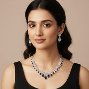 Cz Elegance Rhodium Necklace