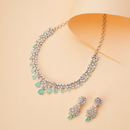 Cz Elegance Rhodium Necklace