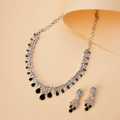 Cz Elegance Rhodium Necklace