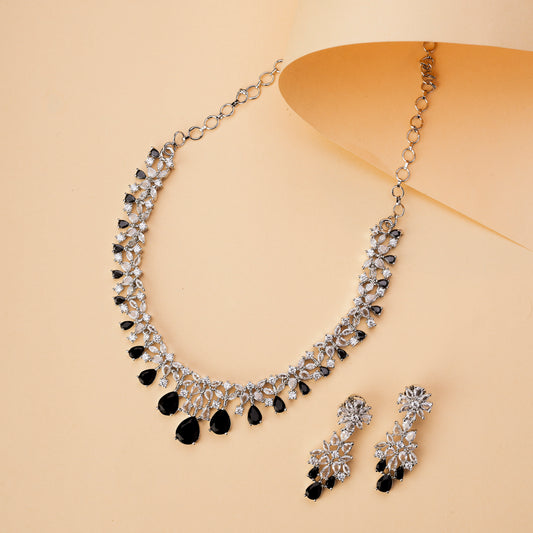 Cz Elegance Rhodium Necklace
