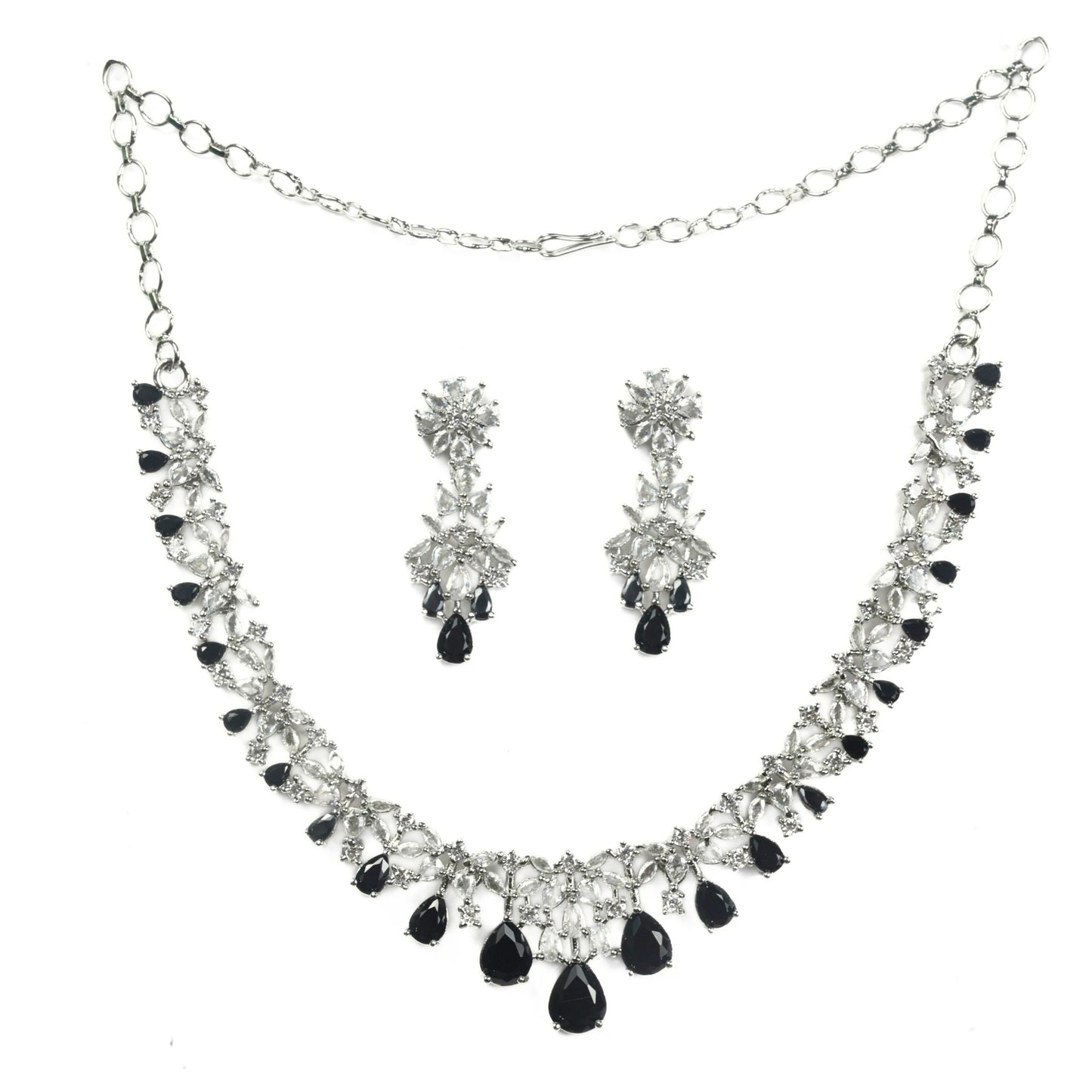Cz Elegance Rhodium Necklace
