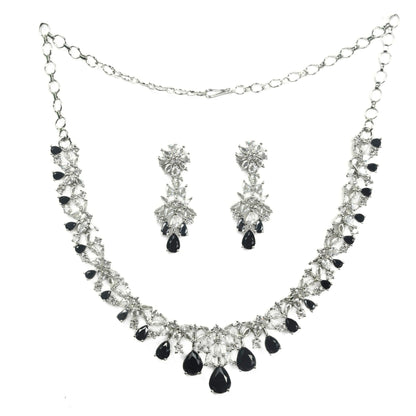 Cz Elegance Rhodium Necklace