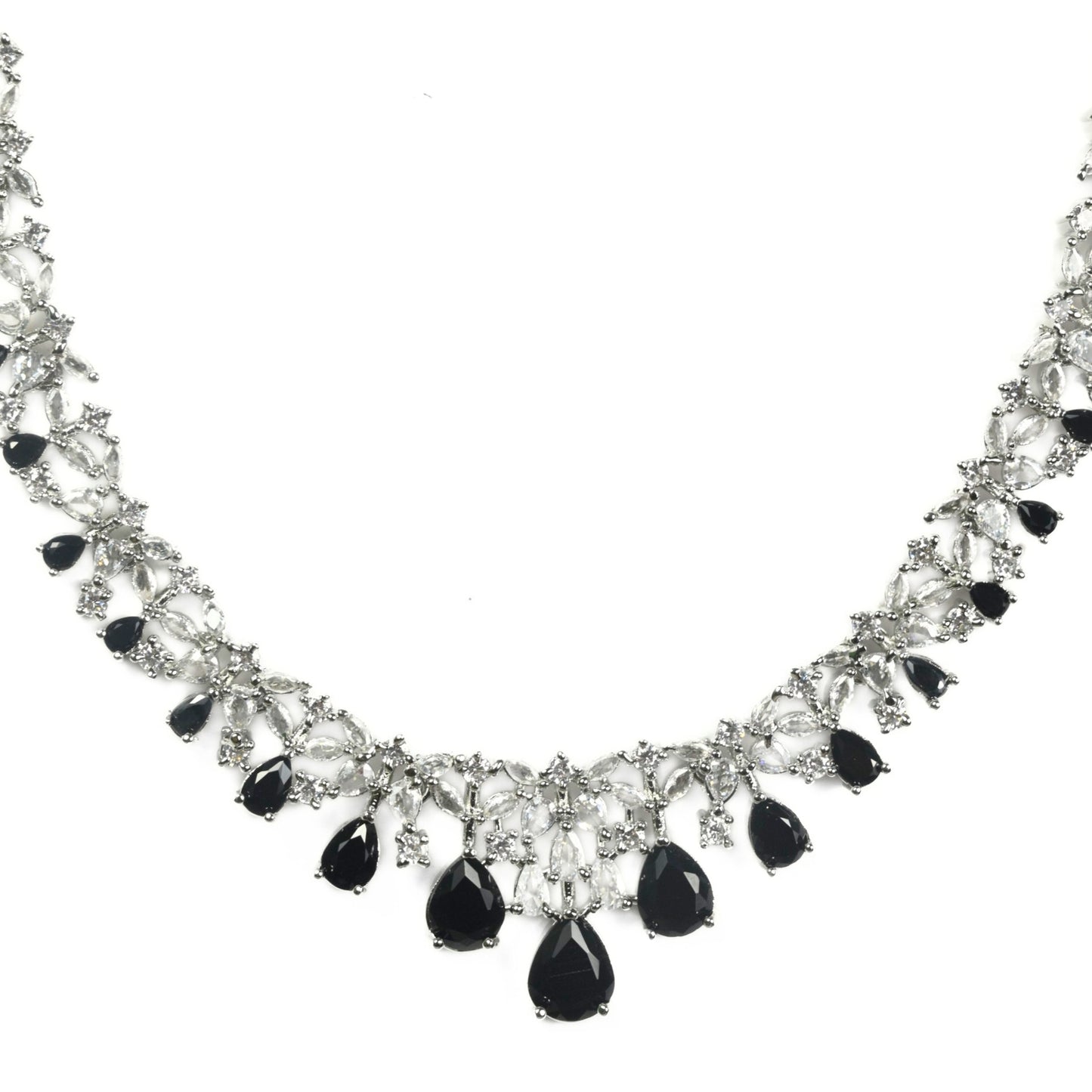 Cz Elegance Rhodium Necklace