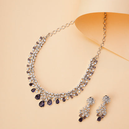 Cz Elegance Rhodium Necklace