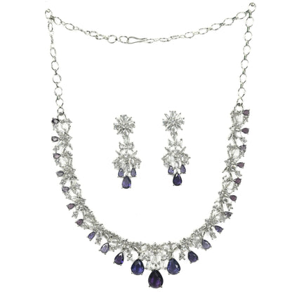 Cz Elegance Rhodium Necklace