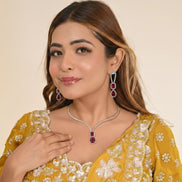 CZ Glorious Rhodium Necklace
