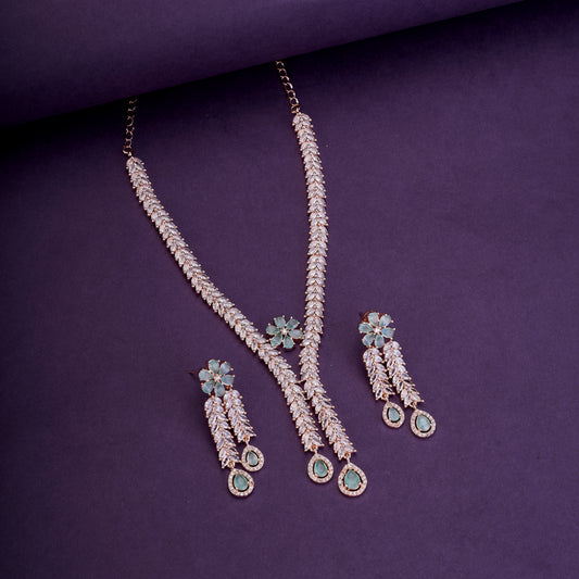 Zig Zag CZ Rose Gold Necklace