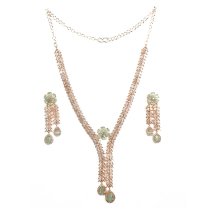 Zig Zag CZ Rose Gold Necklace