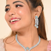 Zig Zag CZ Rhodium Necklace