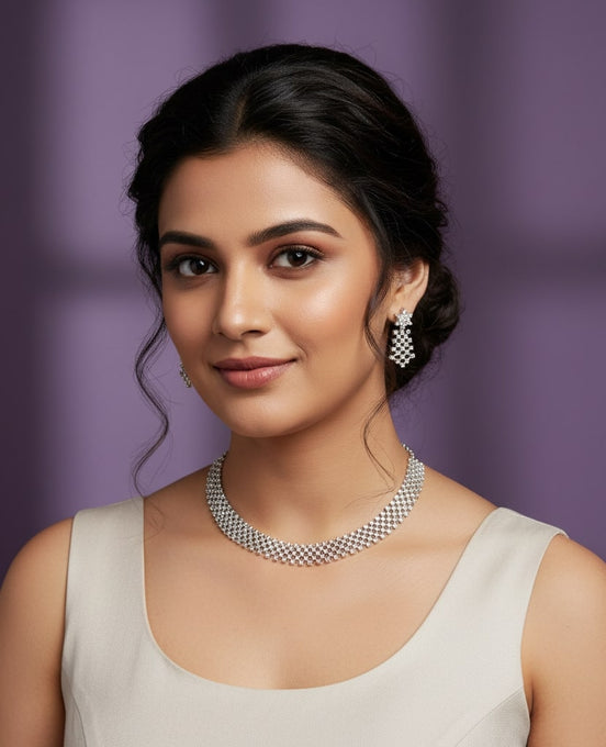Priyaasi Rhodium AD Neklace