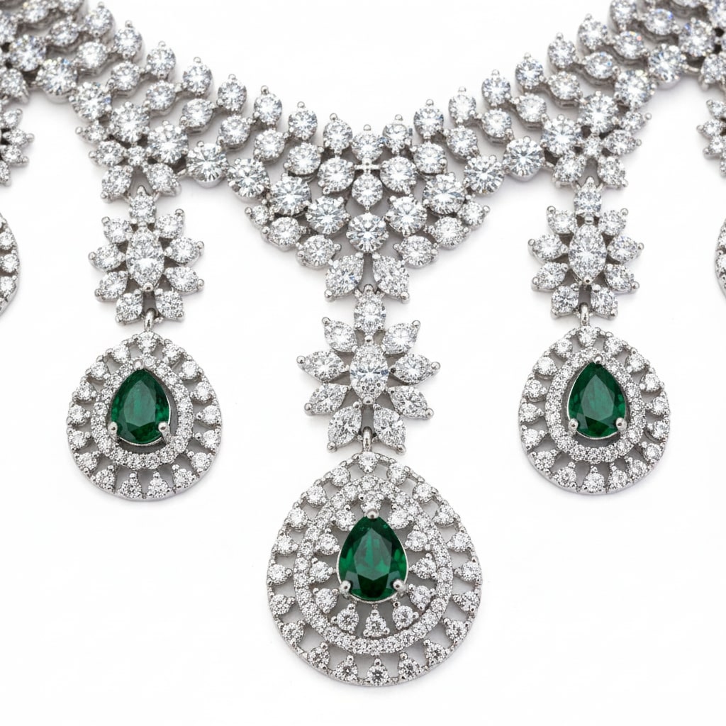 Emerald Majesty Pearl Necklace Set