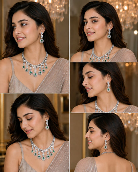 Emerald Majesty Pearl Necklace Set