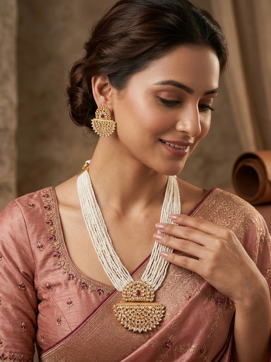 Chandra-Mukuta Gold Plated Necklace Set