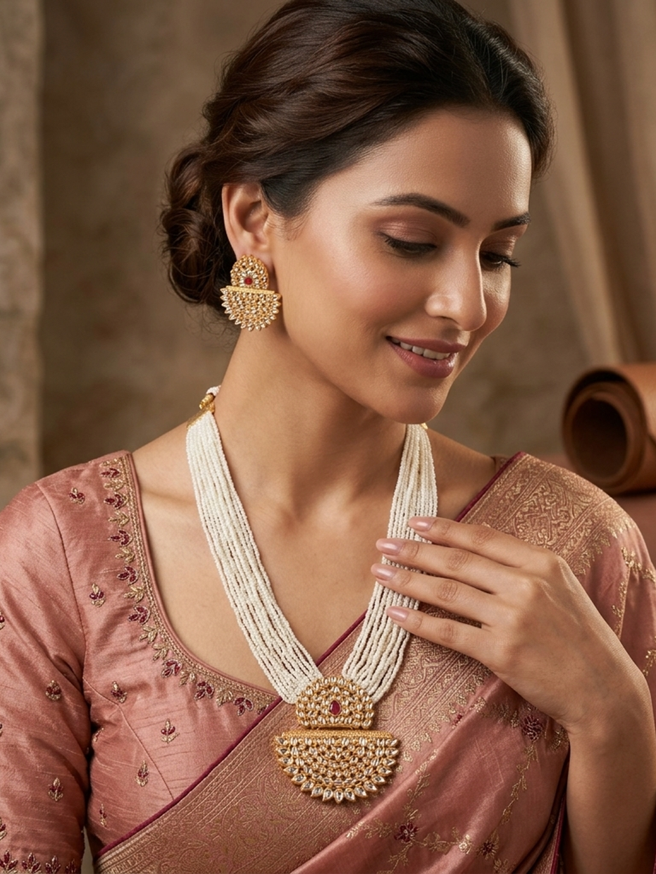 Chandra-Mukuta Gold Plated Necklace Set