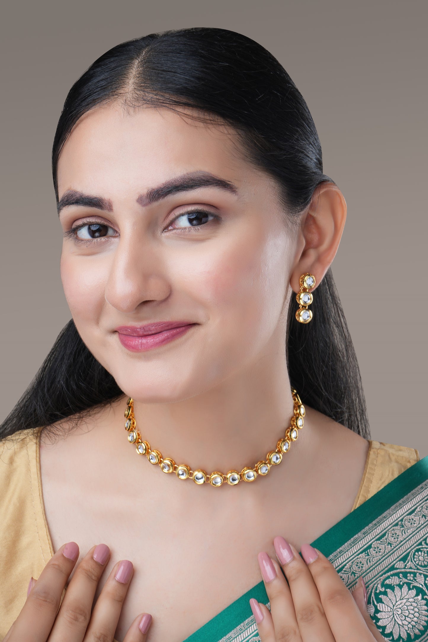 Ethreal Glow Gold Plated Necklace Set