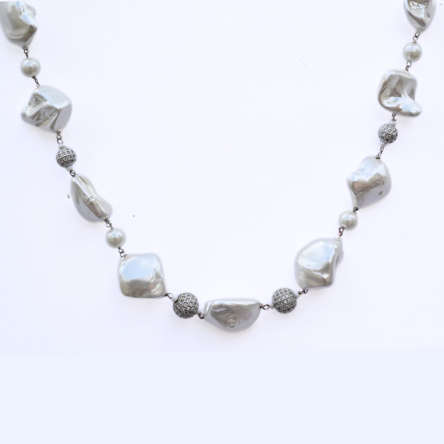 Pearl Mirage Rhodium Plated Necklace