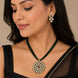 Gold Plated Mandala Design Kundan American Diamond Pendant Necklace Set with Multi-Strand Beaded Chain