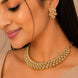 Gold Plated Kundan Leaf Pattern Choker Necklace Set with Adjustable Thread