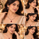 Gold-Plated American Diamond & Ruby-Colored Necklace Set