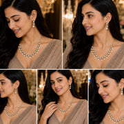 Gold Plated Kundan & Pearl Necklace Set with Earrings