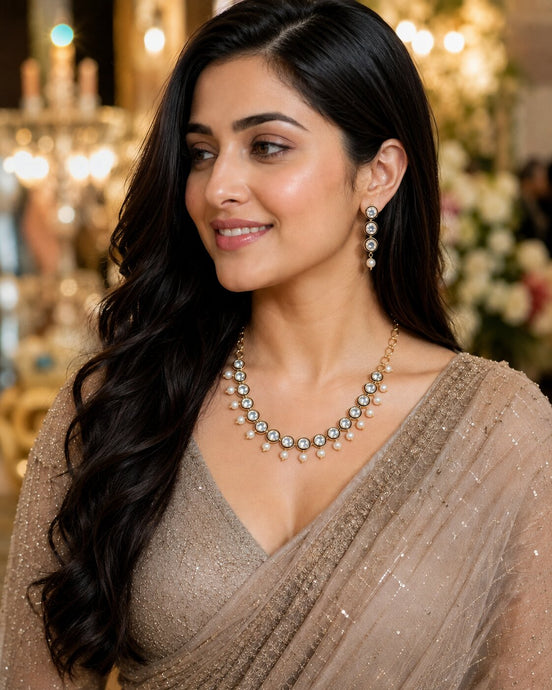 Kundan Gold Plated Necklace Set with Earrings