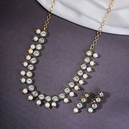 Kundan Gold Plated Necklace Set with Earrings