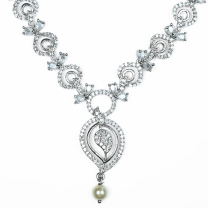 Enchanted Sprial Rhodium Plated Necklace Set