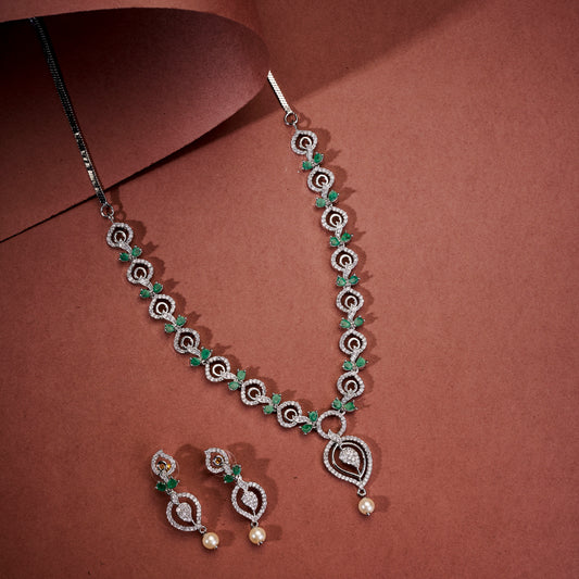 Enchanted Sprial Rhodium Plated Necklace Set