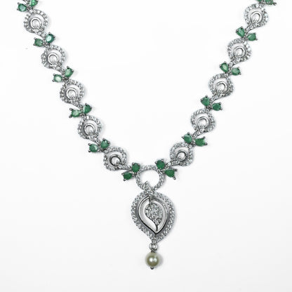 Enchanted Sprial Rhodium Plated Necklace Set