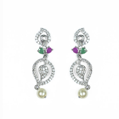 Enchanted Sprial Rhodium Plated Necklace Set