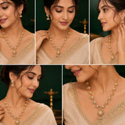 Dazzling Peacock Matte Black Plated Necklace Set
