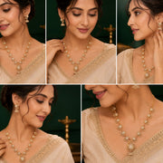 Dazzling Peacock Matte Black Plated Necklace Set
