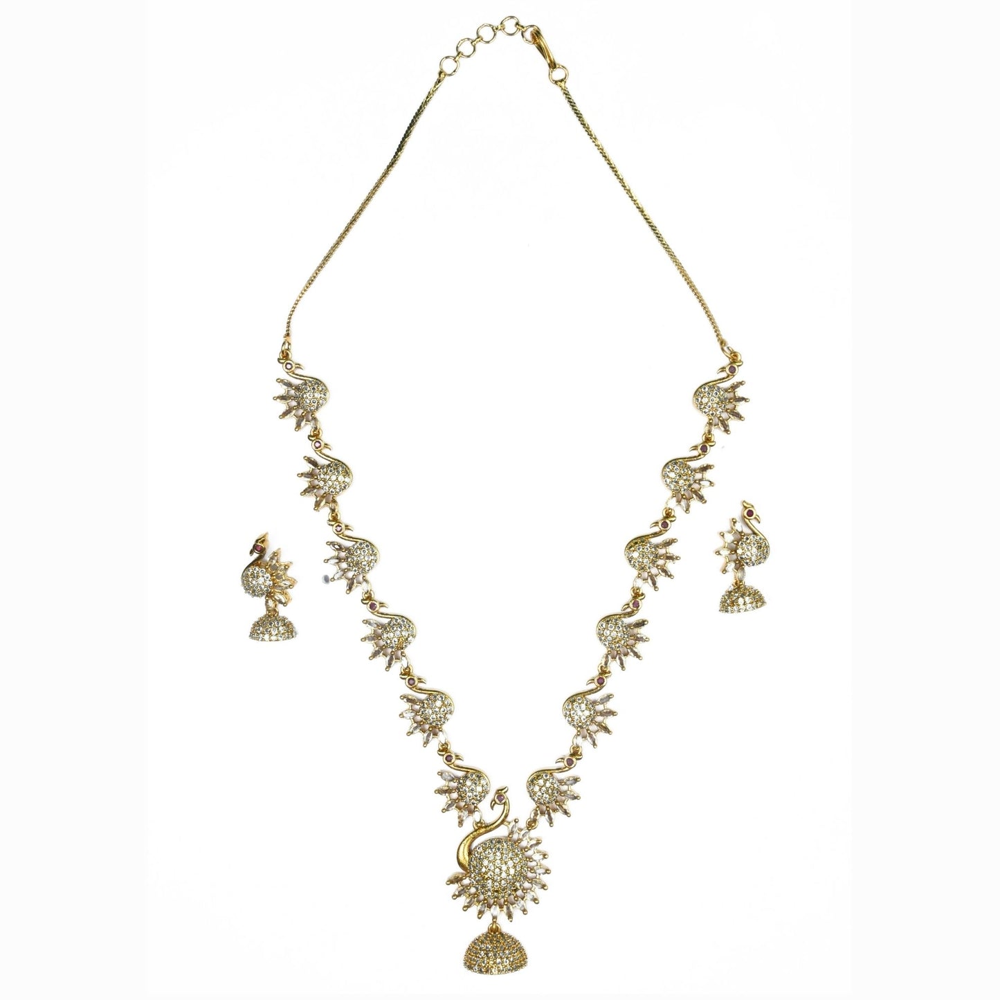 Dazzling Peacock Matte Black Plated Necklace Set