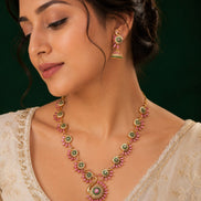 Dazzling Peacock Matte Black Plated Necklace Set