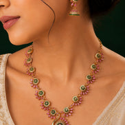 Dazzling Peacock Matte Black Plated Necklace Set