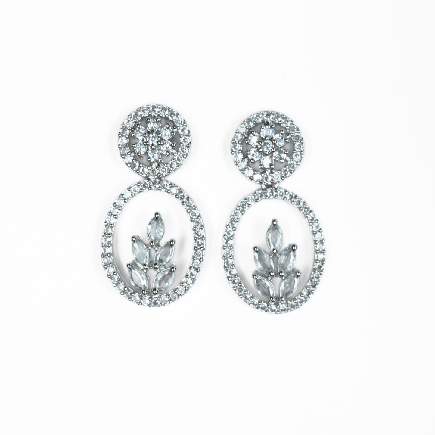 Leaflet Motif Rhodium Plated Necklace Set